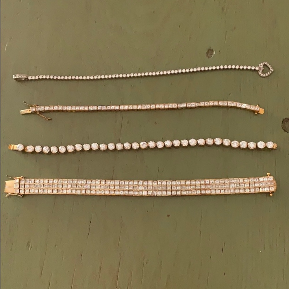 Lot of 4 silver tennis bracelets